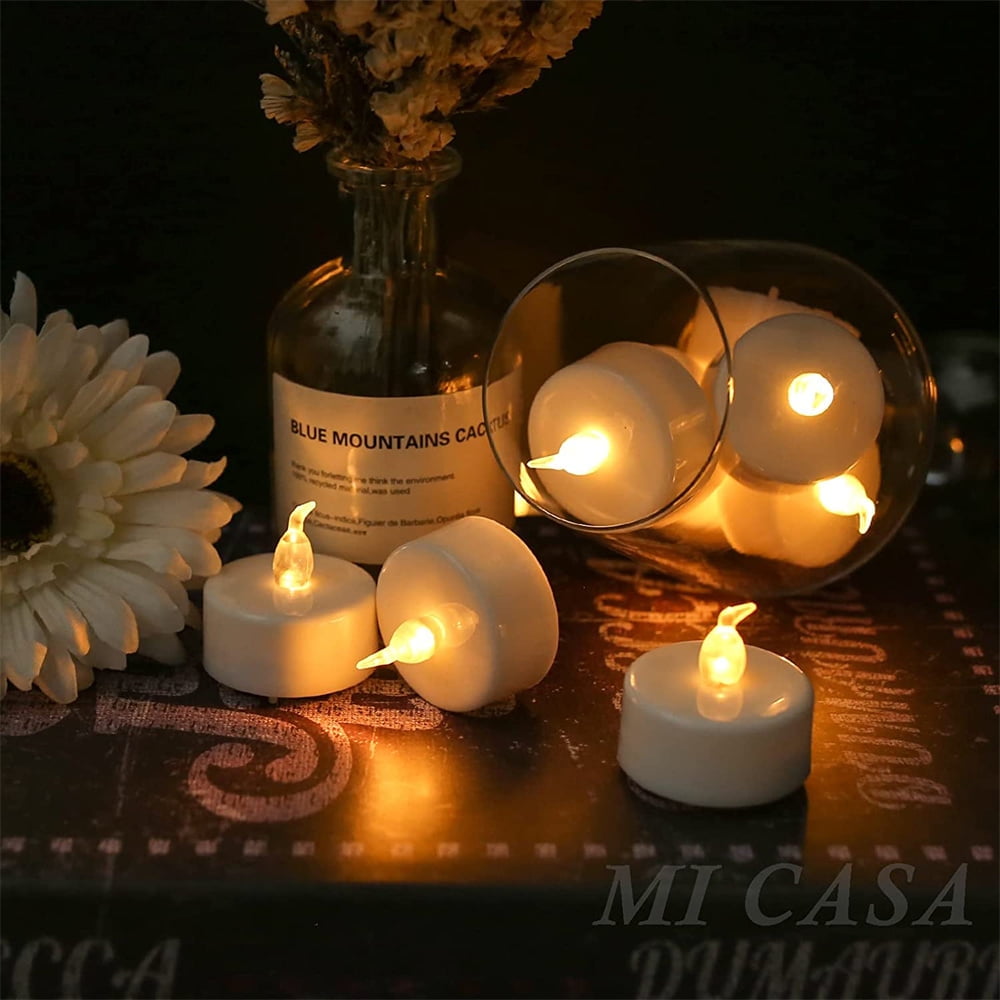 24pcs LED Tea Light Remote Control Candle Flickering Flameless LED Candle Realistic and Bright Battery Operated for Christmas Wedding Festival Celebration, Warm White