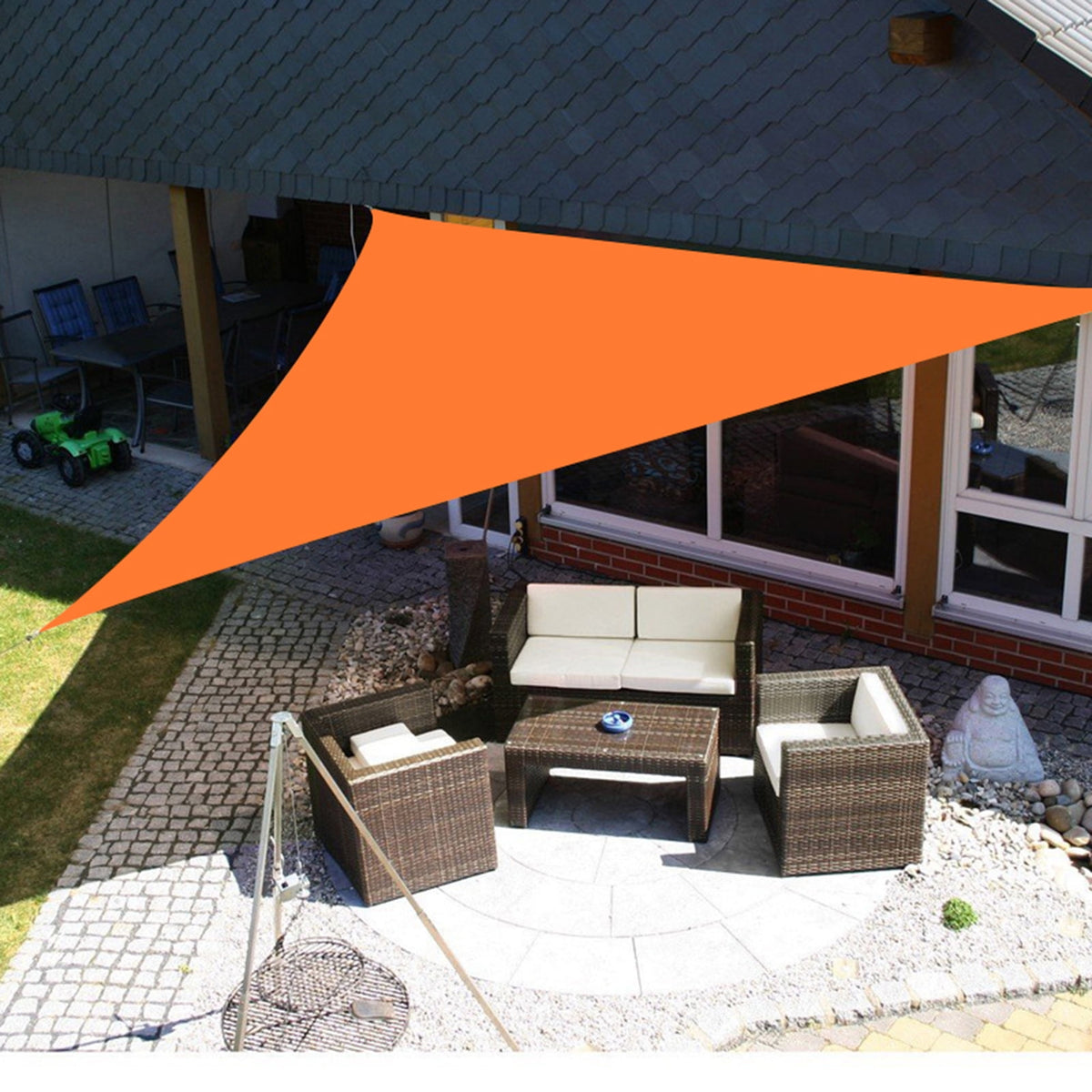 Sun Shade Sail Triangle Waterproof 6.5/10/12/16FT Outdoor Garden Patio Party Sunscreen Awing Triangle Canopy 98% UV Block with Free Rope