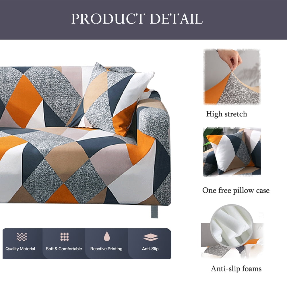 NEWEEN Sofa Cover High Stretch Elastic Fabric 1 2 3 Seater Sofa Slipcover Chair Loveseat Couch Cover Polyester Spandex Furniture Protector Cover with 1 Pillowcase (3 Seater, Checkerboard)