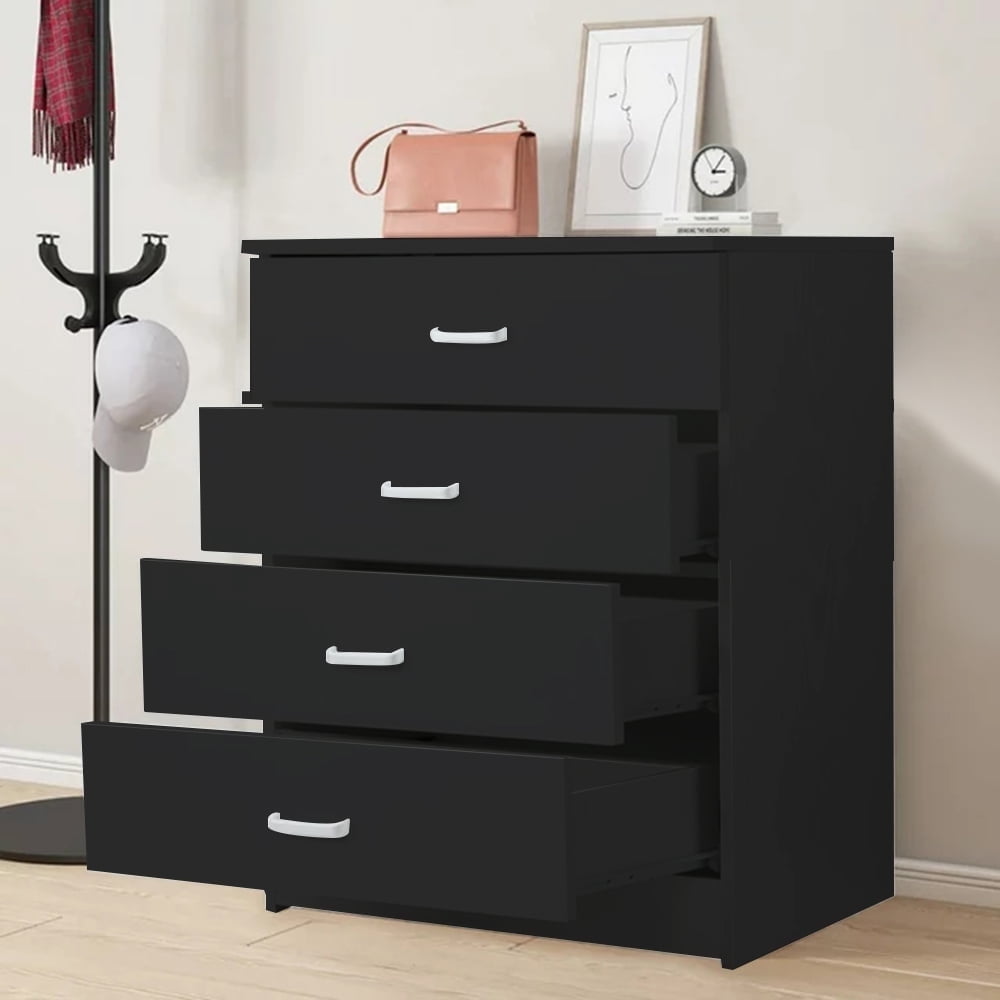 NEWEEN White 4 Drawer Dresser, Chest of Drawers for Bedroom, Modern Storage Cabinet Dresser Organizer Unit with Handle for Living Room, Closet, Hallway