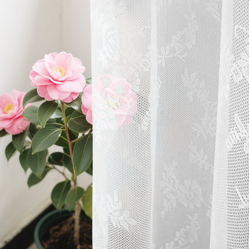 NEWEEN Sheer Lace Curtains Vintage Floral for Living Room Sets Rod Pocket,40"Wx78"L,2 Panels,White