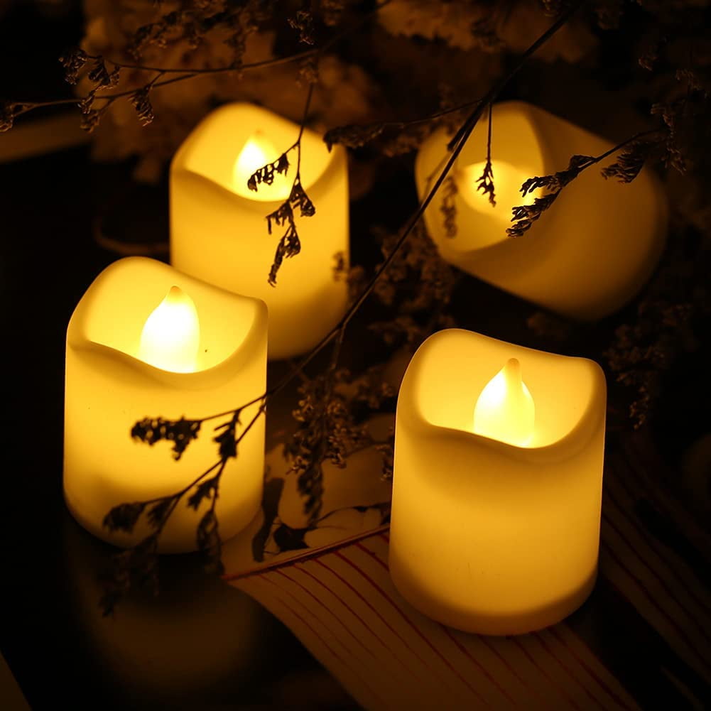 24PCS Flameless Votive Candles Electric Fake Candle Battery Operated LED Tea Lights in Warm White for Wedding, Table, Halloween,Christmas Decorations