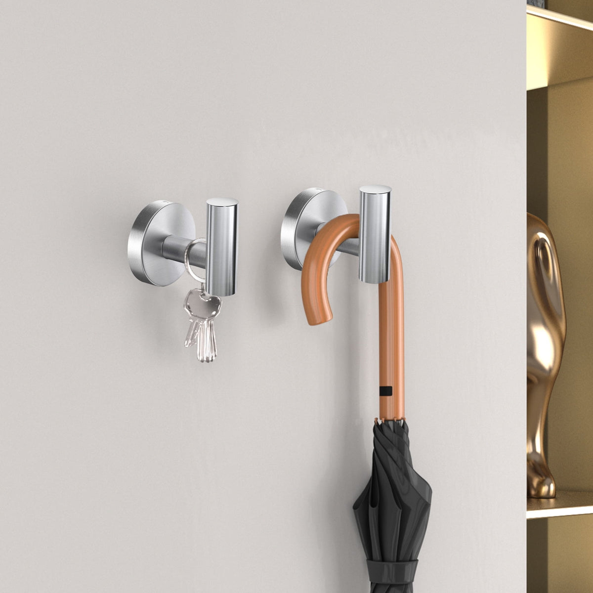 2 Pack Towel Hooks, Brushed Nickel SUS304 Stainless Steel Coat Robe Clothes Hook Modern Wall Hook Holder for Bathroom Kitchen Garage Hotel Wall Mounted