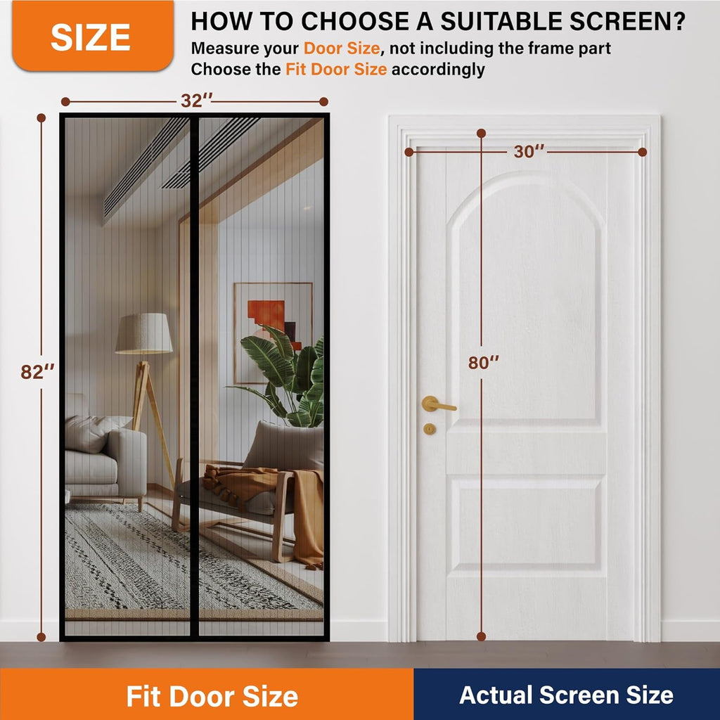 NEWEEN Magnetic Screen Door - 38 Inch x 83 Inch Mesh Door Screen with Magnets, Door Net Fits Door Size 36 inch x 82 inch Hands Free Mesh Partition Keeps Bugs Out