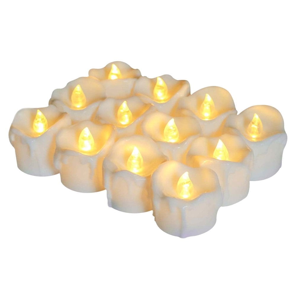 24PCS Flameless Votive Candles Electric Fake Candle Battery Operated LED Tea Lights in Warm White for Wedding, Table, Halloween,Christmas Decorations