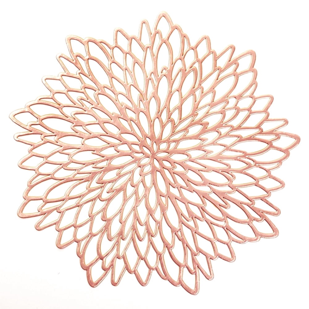 Vinyl Placemats  Non-Slip Washable Heat Resistant Round PVC Table Mats for Morden Kitchen Dining Table Wedding,Gold