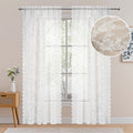 NEWEEN Sheer Lace Curtains Vintage Floral for Living Room Sets Rod Pocket,40"Wx78"L,2 Panels,White